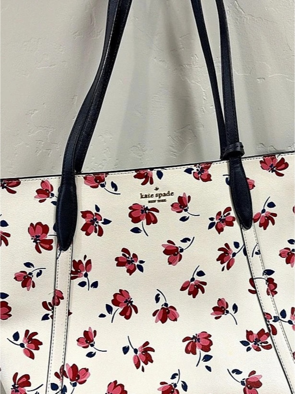 Kate Spade Floral Tote in White & Red